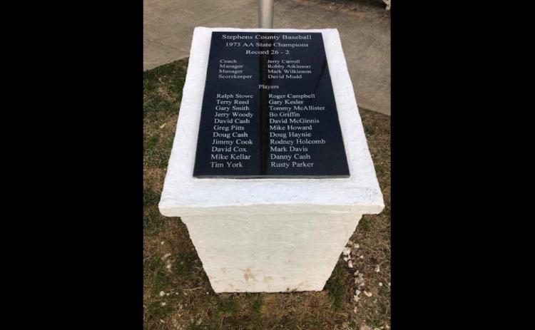 Construction honoring 1973 SCHS team