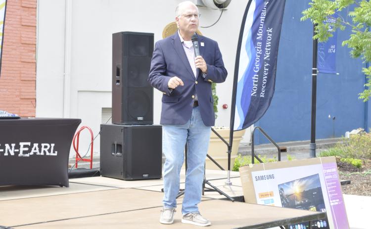 Jeff Breedlove, CEO of American Addiction Recovery Association, was the keynote speaker at a festival hosted by HOPE for a Drug Free Stephens at the Tugalo Greenspace in downtown Toccoa on Saturday, April 25.
