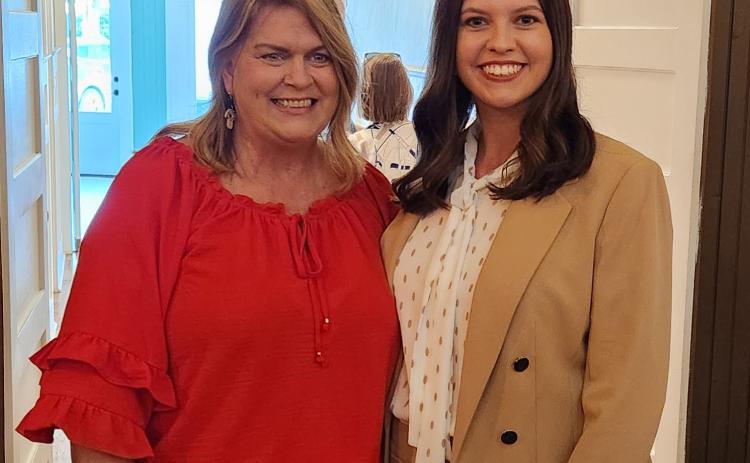 On Tuesday, May 5, the Toccoa-Stephens County Chamber of Commerce hosted a meet and greet at the Venue at the Star Theatre in downtown Toccoa for president-elect Tessa Reavis, right. Julie Paysen, left, current Chamber president, is stepping down at the end of June after 11 years in the role. Reavis, who has been training with Paysen since April 6, will take on the role on July 1.