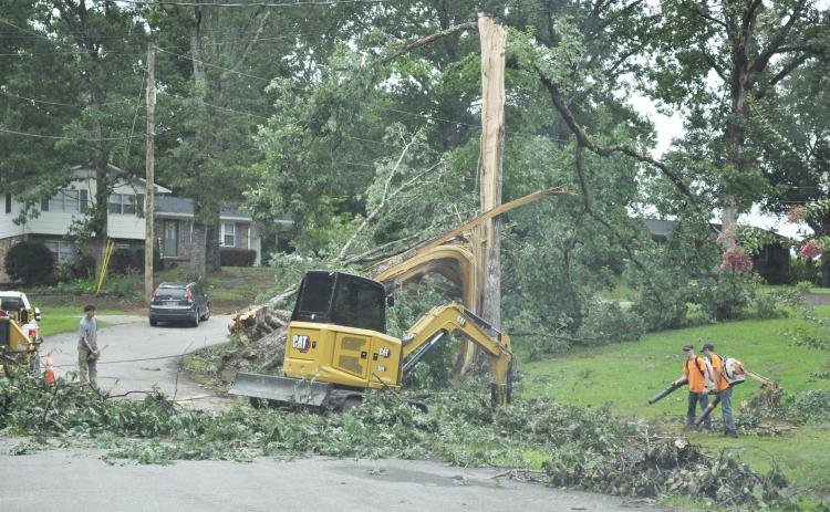Downed trees and power lines were left in the wake of a severe storm that ripped through Stephens County on July 10. This was the scene off Cedar Lane on Monday morning, July 13. The National Weather Service said the weather was a microburst with 70 mile per hour winds.
