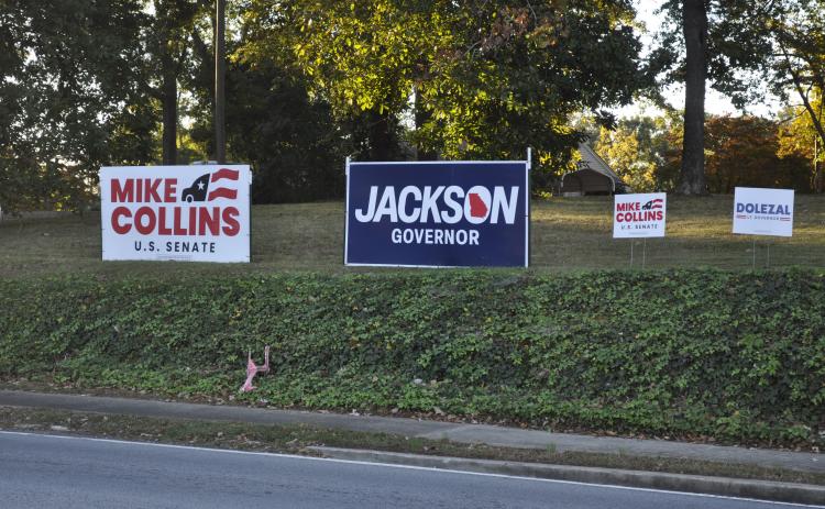 Campaign signs can be seen all over Toccoa as early voting is underway for the Nov. 3 midterm elections. According to data from the Stephens County Elections Office, 2,746 residents had already cast their ballots as of Wednesday morning, Oct. 21.