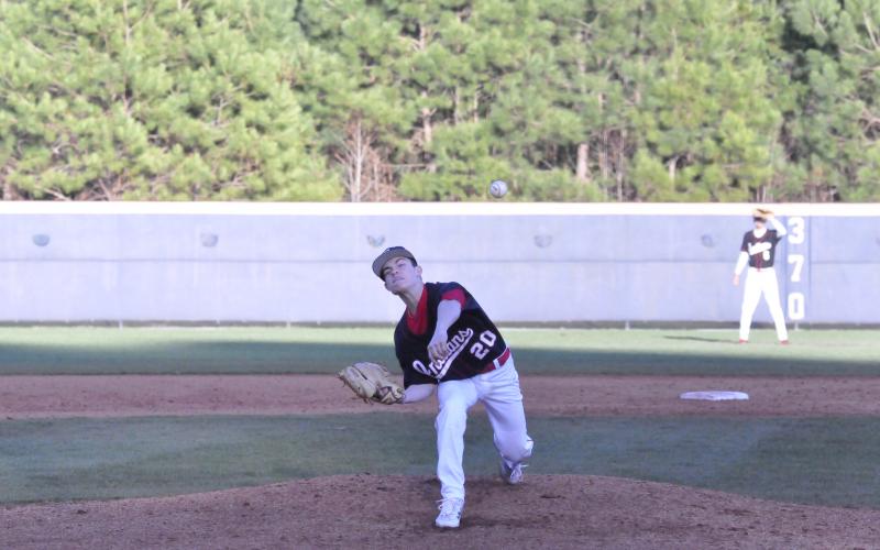 Carson Worley fires a pitch against Habersham Central