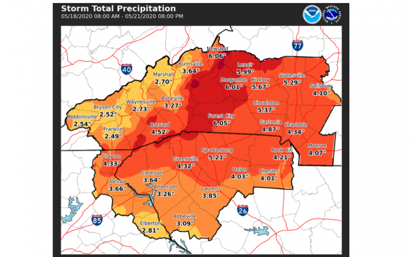 Flooding is possible through Thursday, May 21, 2020, according to the National Weather Service.