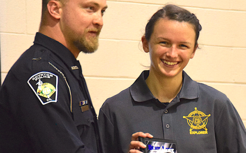 Abby Burkhart of Stephens County (right) won two competitions staged  during an Explorers Academy held in Royston. Burkhart won for the written exam and the driving course.