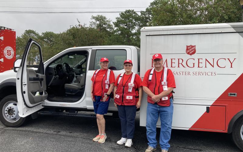 Ready to travel to South Georgia and the hurricane relief effort are (from left) Cheryl Cook, Rebecca Dixon and Gary Vance with their mobile canteen.